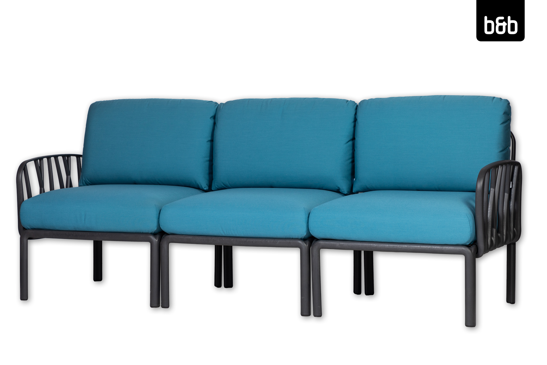 2408-bb-a-76479-nardi_komodo_anthrazit-loungesofa_3sitzer_kissen_adria-blau-01-075 image Sofa 3 Sitzer, NARDI Komodo, anthrazitadria-blau