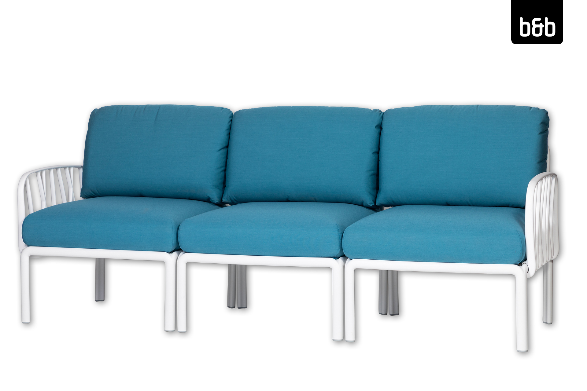 2408-bb-a-76477-nardi_komodo_weiss-loungesofa_3sitzer_kissen_adria-blau-01-178 image Sofa 3 Sitzer, NARDI Komodo, weissadria-blau