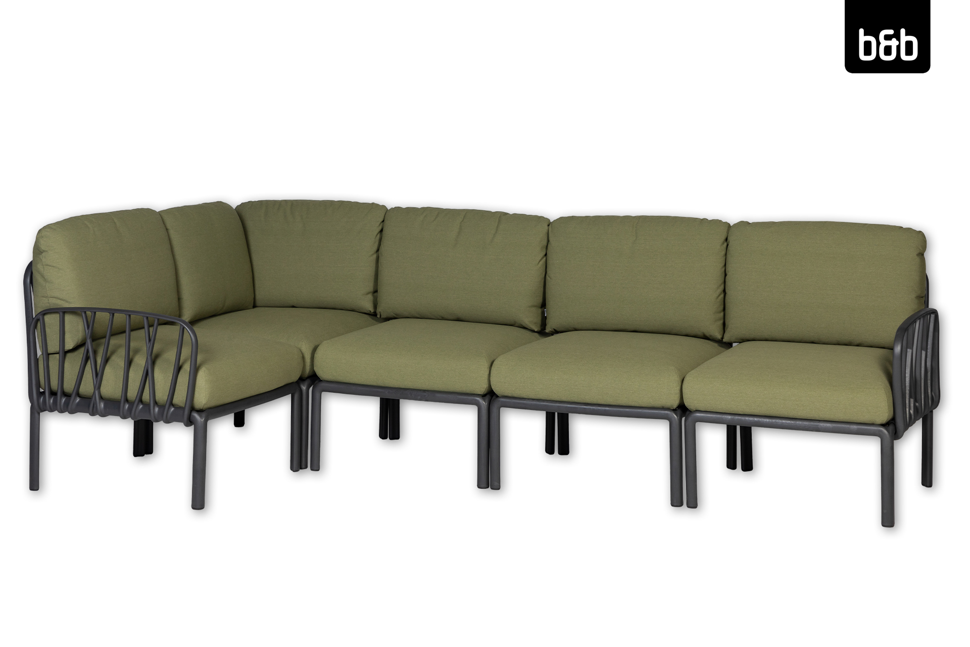 Sofa 5 Sitzer, NARDI Komodo, anthrazitdschungel-grün
