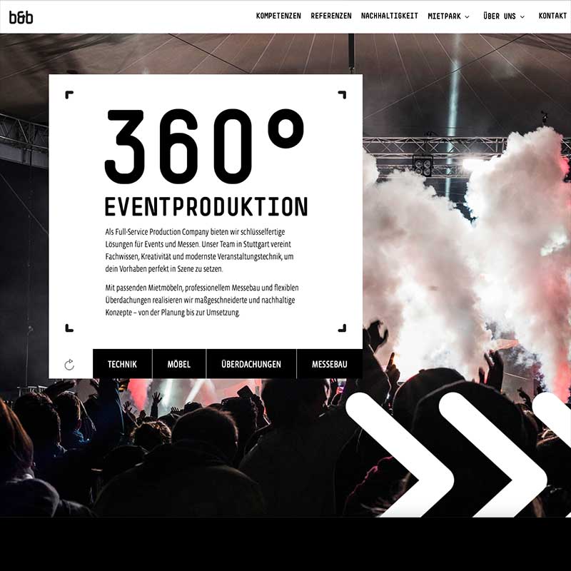 Bild von der Webseite von b&b eventtechnik GmbH